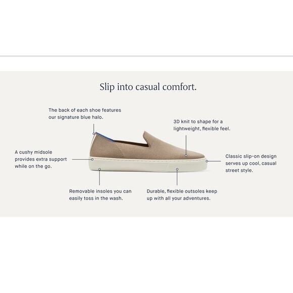 Rothy’s The Sneaker Tan Knit Slip-On Shoes - Women's Size 8 - Picture 7 of 16
